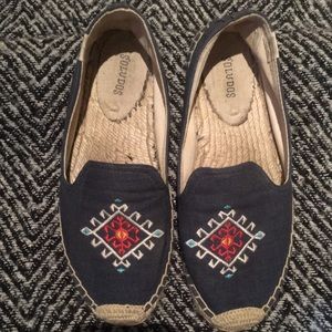 Tribal print denim Soludos espadrilles